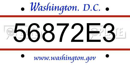 56872E3 District Of Columbia License Plate