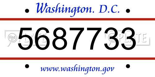 5687733 District Of Columbia License Plate