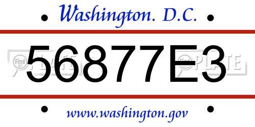 56877E3 District Of Columbia License Plate