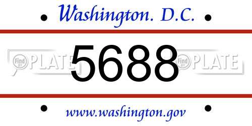 5688 District Of Columbia License Plate