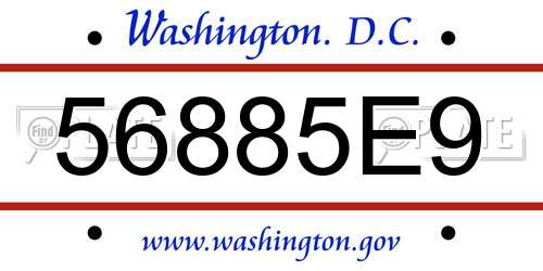 56885E9 District Of Columbia License Plate