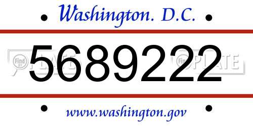 5689222 District Of Columbia License Plate