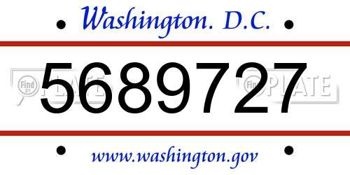 5689727 District Of Columbia License Plate