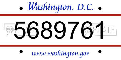 5689761 District Of Columbia License Plate