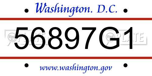 56897G1 District Of Columbia License Plate