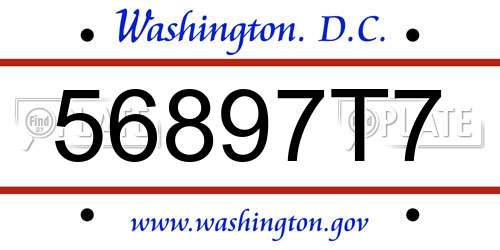 56897T7 District Of Columbia License Plate