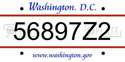 56897Z2 District Of Columbia License Plate