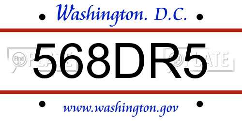 568DR5 District Of Columbia License Plate