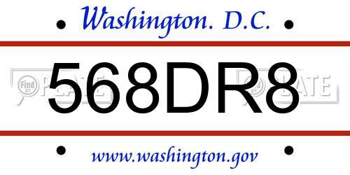 568DR8 District Of Columbia License Plate