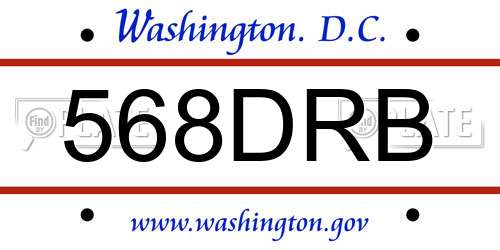 568DRB District Of Columbia License Plate