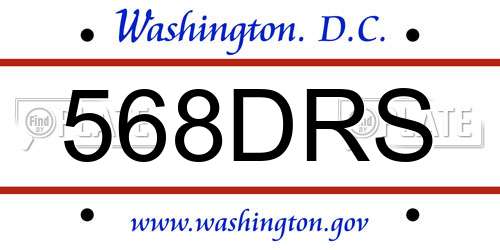 568DRS District Of Columbia License Plate