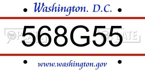568G55 District Of Columbia License Plate