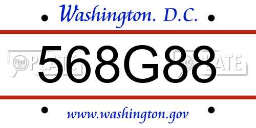 568G88 District Of Columbia License Plate