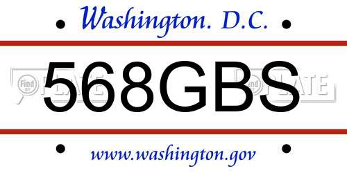 568GBS District Of Columbia License Plate