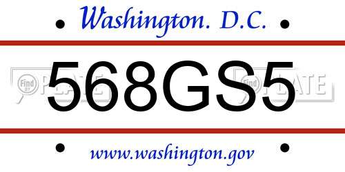 568GS5 District Of Columbia License Plate