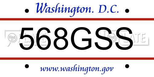 568GSS District Of Columbia License Plate