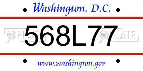 568L77 District Of Columbia License Plate