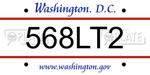 568LT2 District Of Columbia License Plate