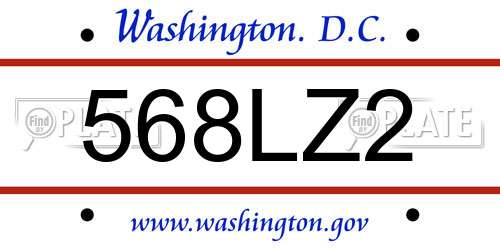 568LZ2 District Of Columbia License Plate