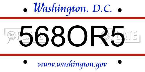 568OR5 District Of Columbia License Plate