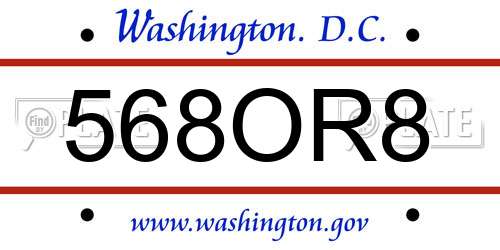 568OR8 District Of Columbia License Plate