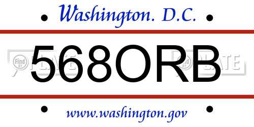 568ORB District Of Columbia License Plate