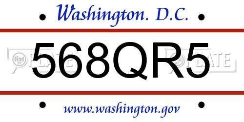 568QR5 District Of Columbia License Plate