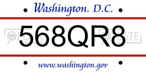 568QR8 District Of Columbia License Plate