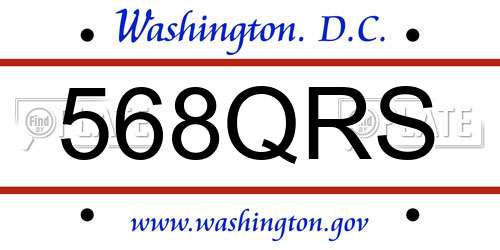 568QRS District Of Columbia License Plate