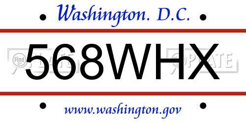 568WHX District Of Columbia License Plate