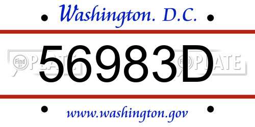 56983D District Of Columbia License Plate