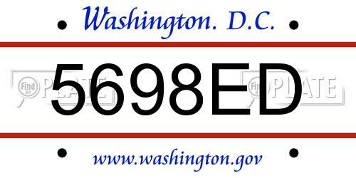 5698ED District Of Columbia License Plate