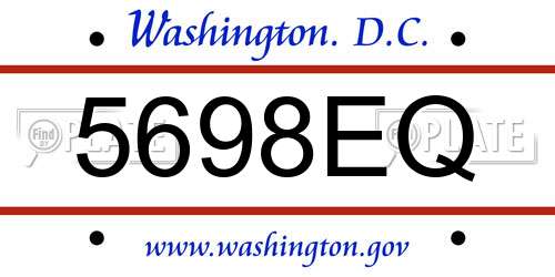 5698EQ District Of Columbia License Plate
