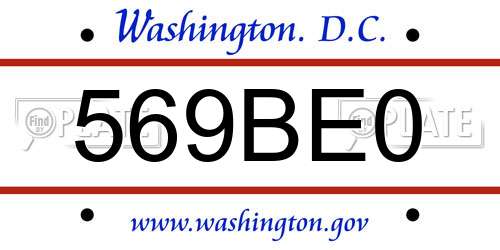 569BE0 District Of Columbia License Plate