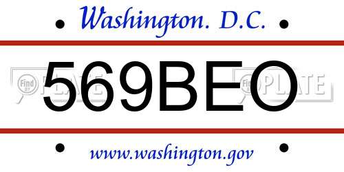 569BEO District Of Columbia License Plate