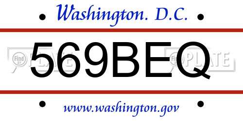 569BEQ District Of Columbia License Plate