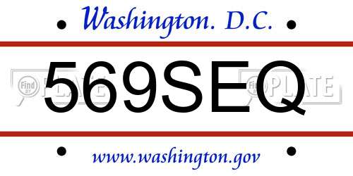569SEQ District Of Columbia License Plate