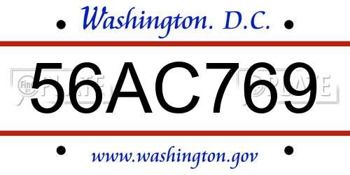 56AC769 District Of Columbia License Plate