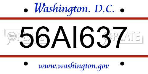 56AI637 District Of Columbia License Plate