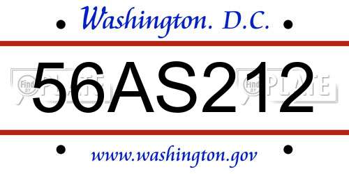 56AS212 District Of Columbia License Plate
