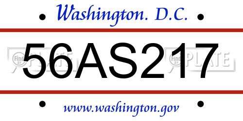 56AS217 District Of Columbia License Plate