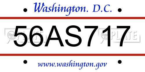 56AS717 District Of Columbia License Plate