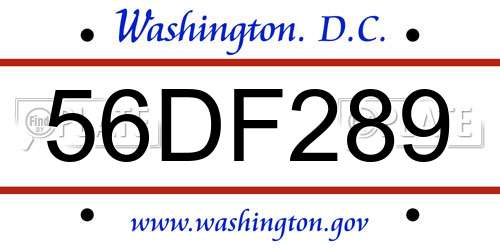 56DF289 District Of Columbia License Plate