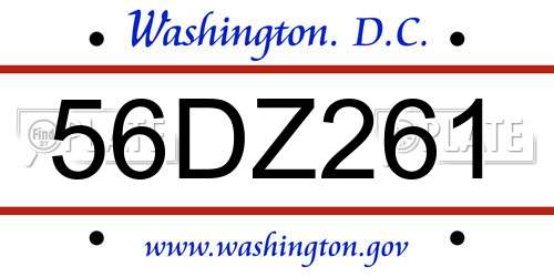 56DZ261 District Of Columbia License Plate