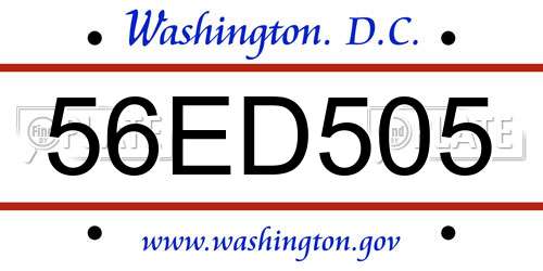 56ED505 District Of Columbia License Plate
