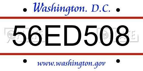 56ED508 District Of Columbia License Plate
