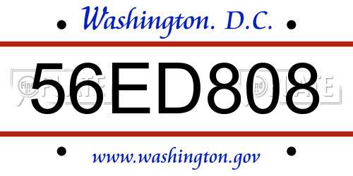56ED808 District Of Columbia License Plate