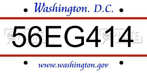 56EG414 District Of Columbia License Plate
