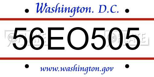 56EO505 District Of Columbia License Plate