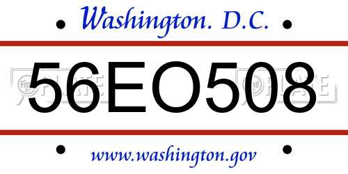 56EO508 District Of Columbia License Plate